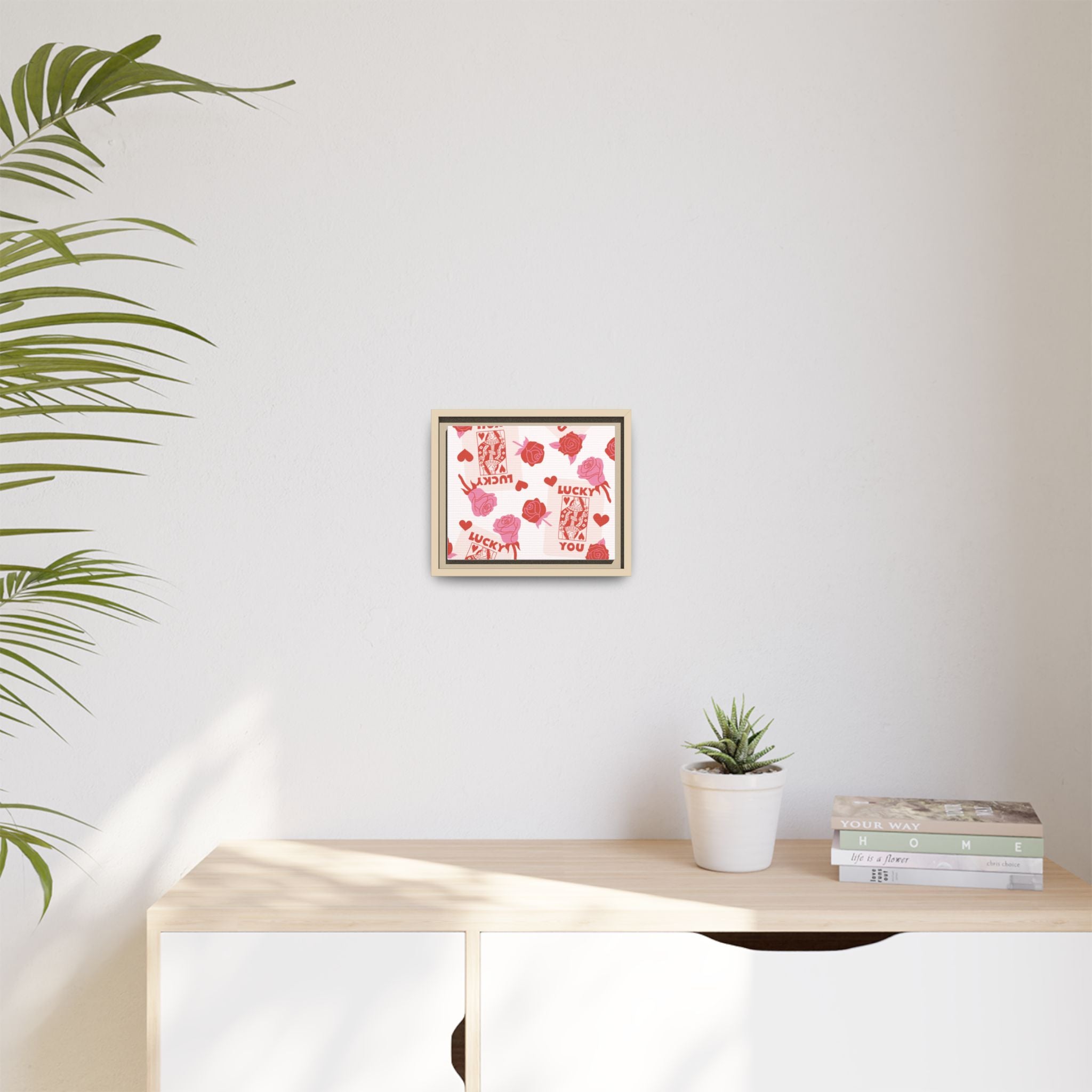Lucky You Rose Pattern Framed Canvas