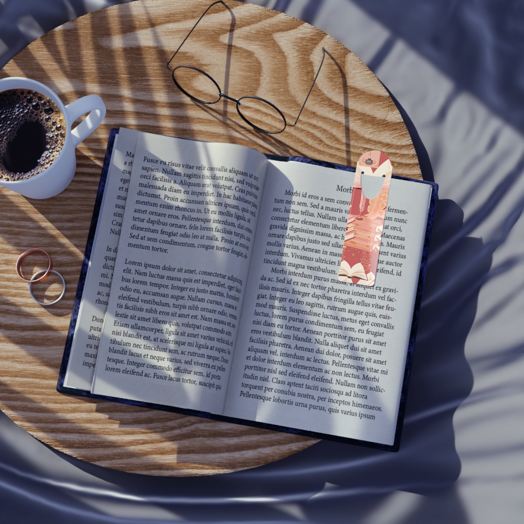 Vintage Bookstack Metal Bookmark — Cozy Reading Aesthetic
