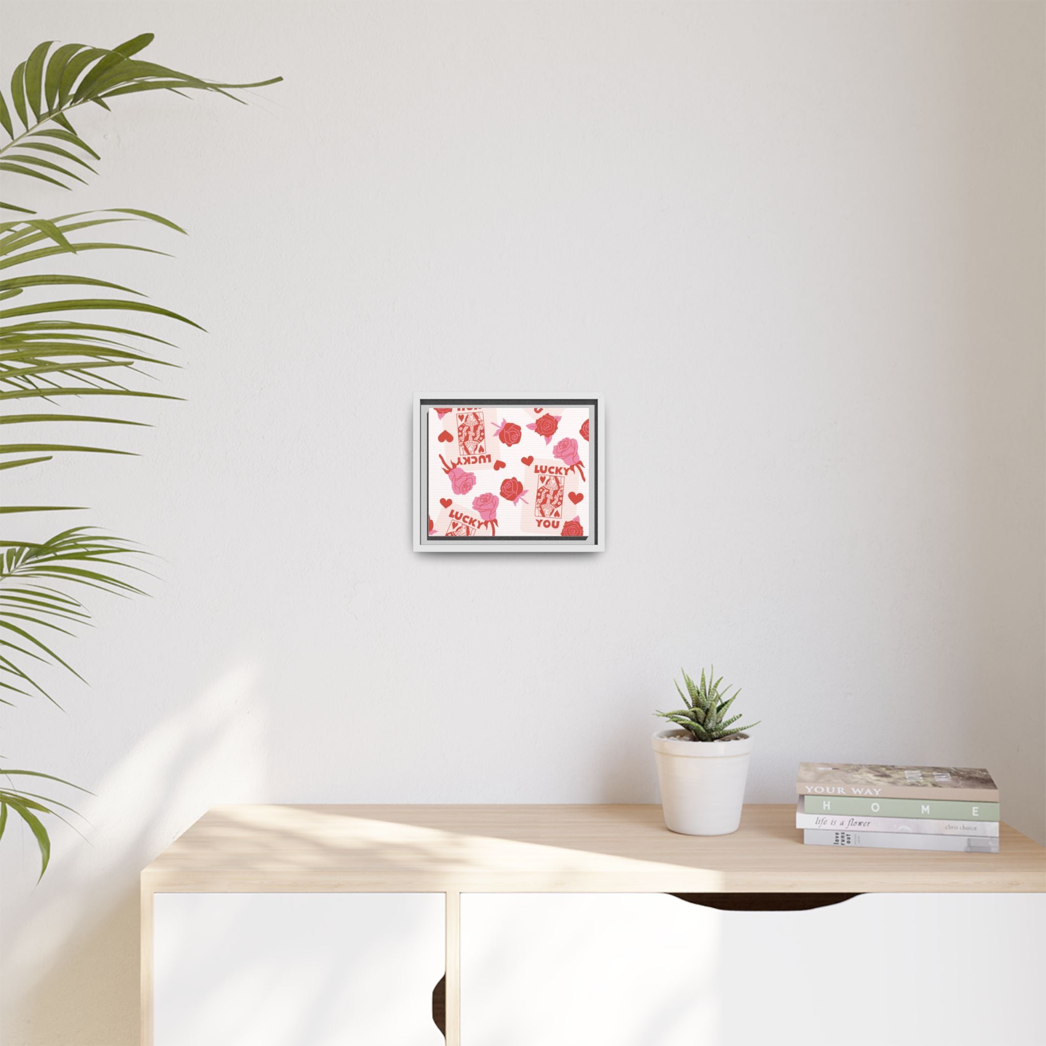 Lucky You Rose Pattern Framed Canvas
