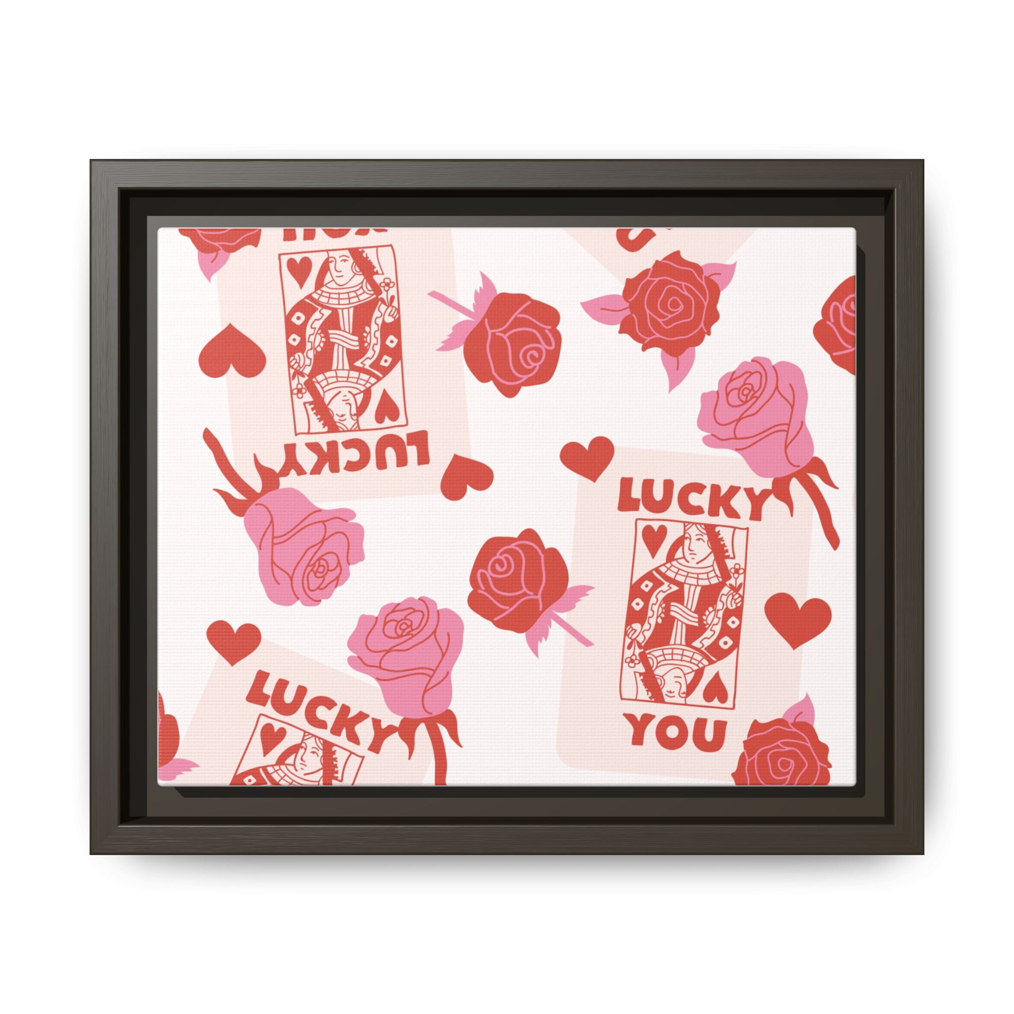 Lucky You Rose Pattern Framed Canvas