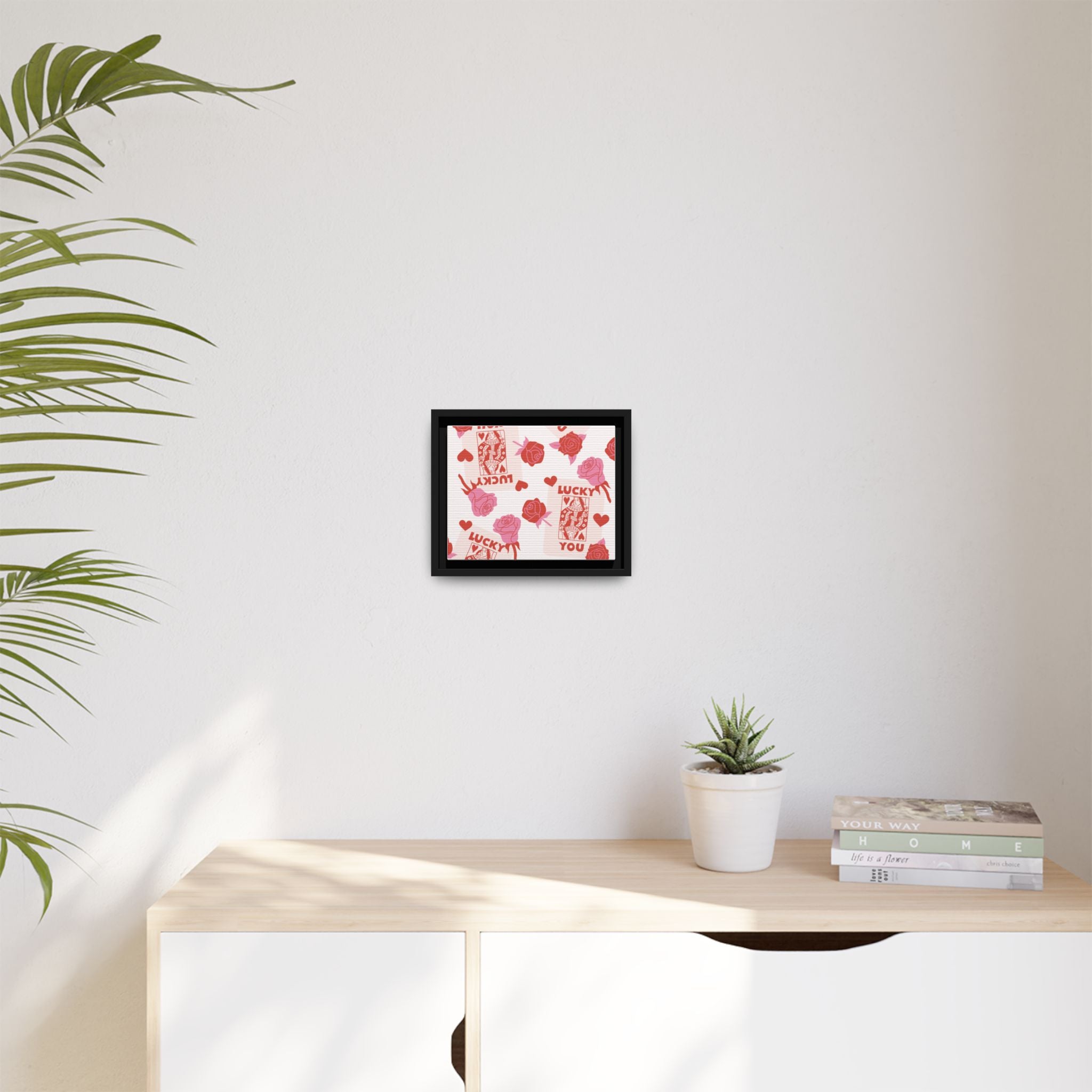 Lucky You Rose Pattern Framed Canvas