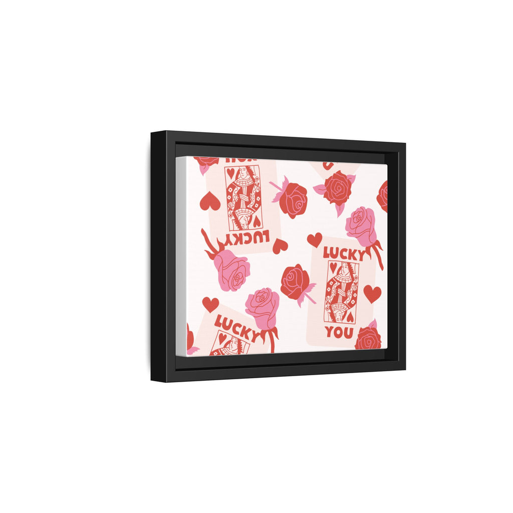 Lucky You Rose Pattern Framed Canvas