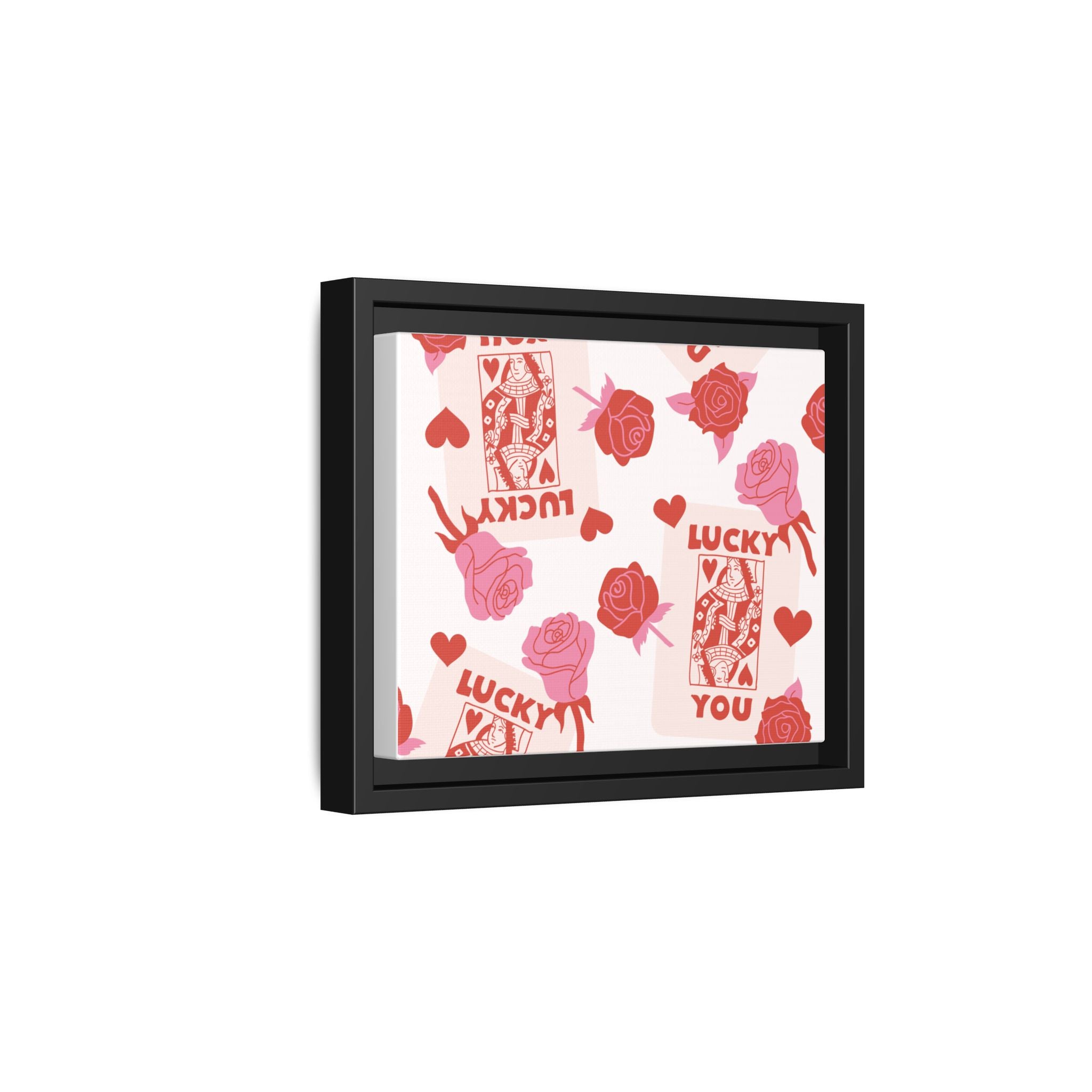 Lucky You Rose Pattern Framed Canvas