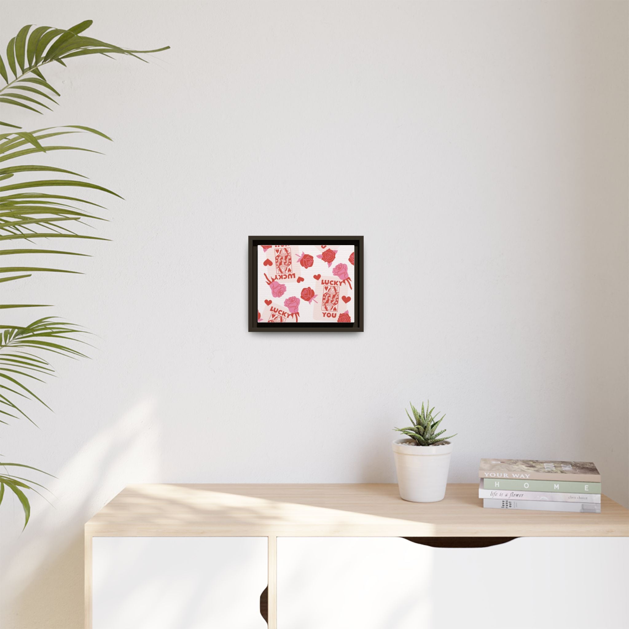 Lucky You Rose Pattern Framed Canvas