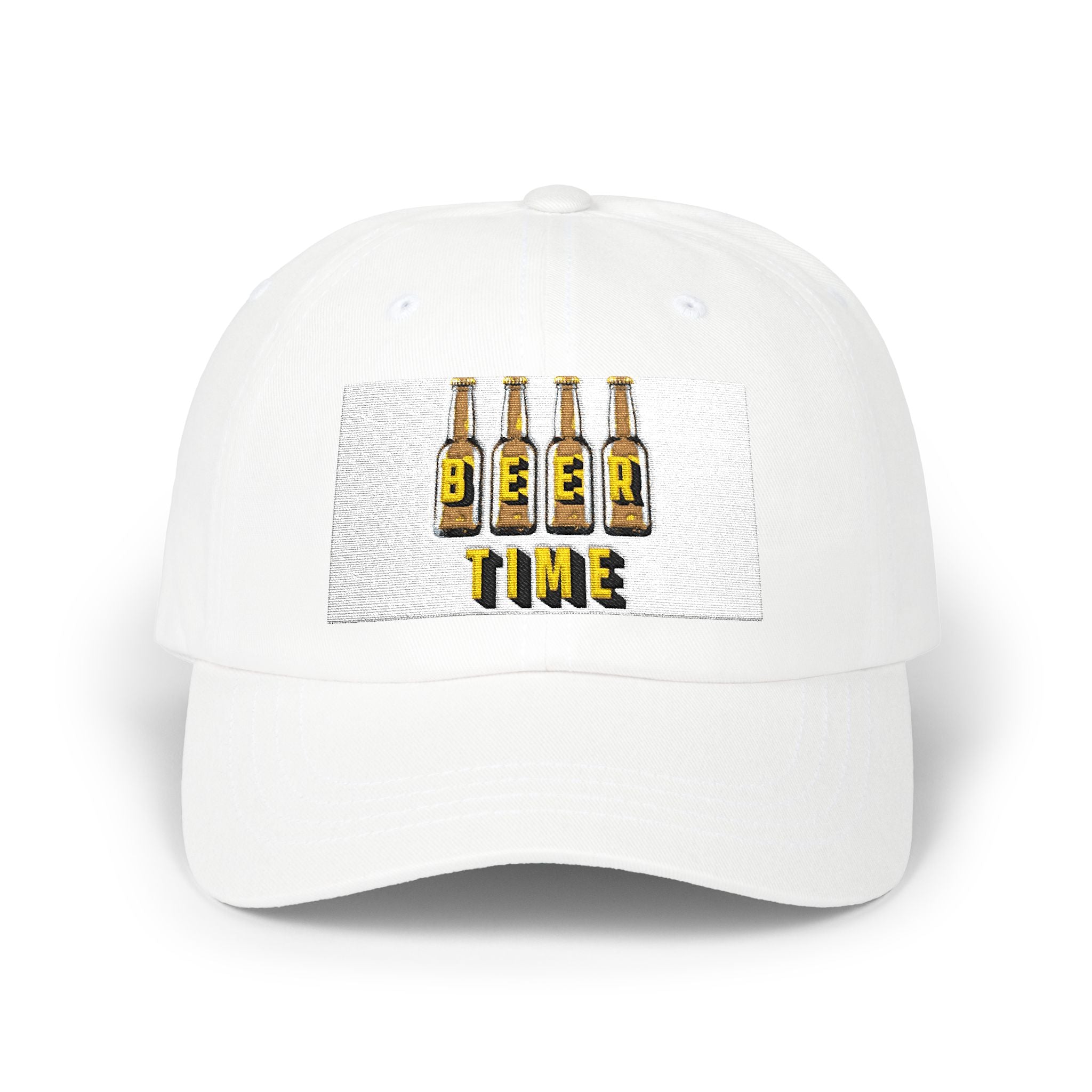 Dad Cap - "Beer Time" Embroidered Beer Bottle Baseball Hat