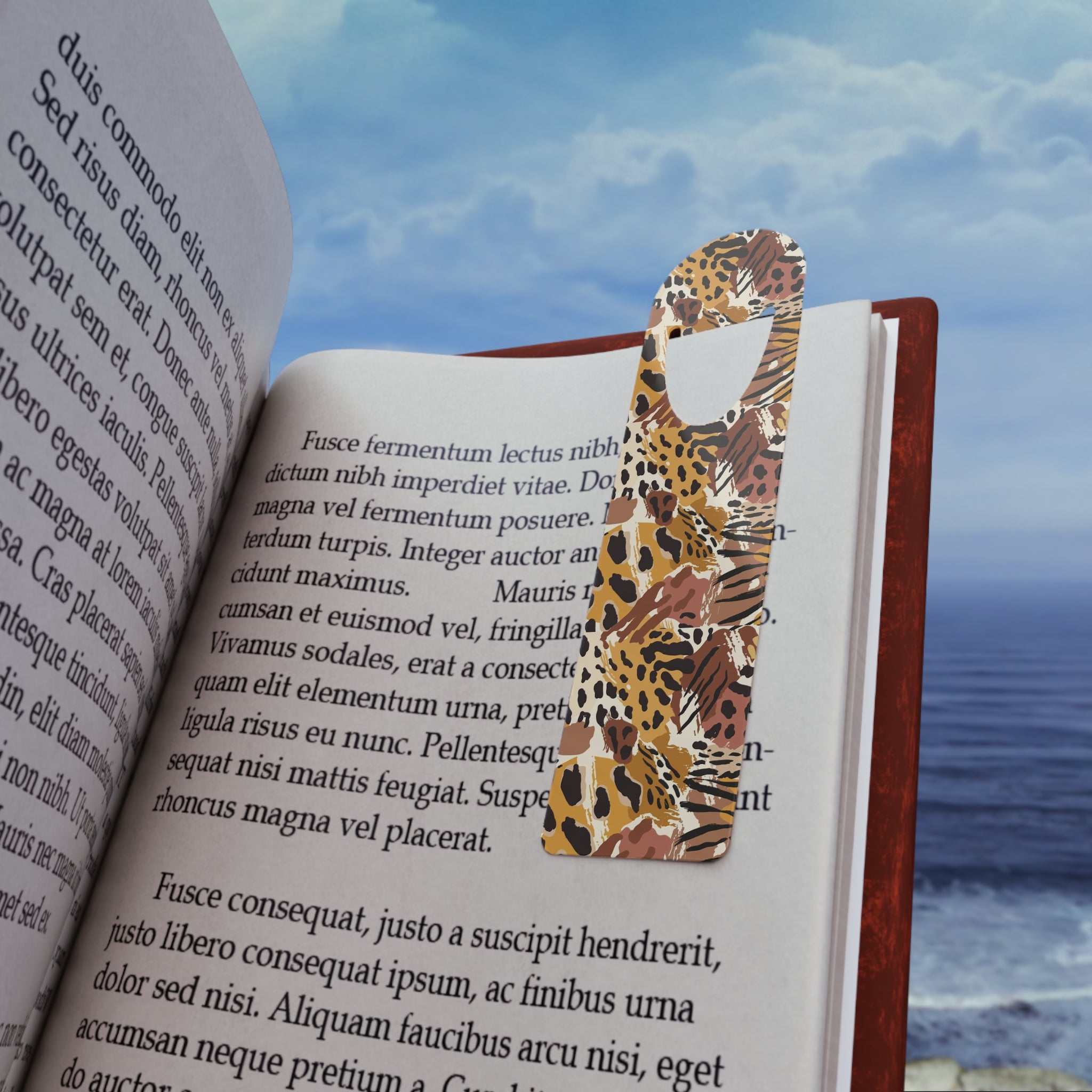 Leopard Print Metal Bookmark — Floral Animal Pattern Page Marker