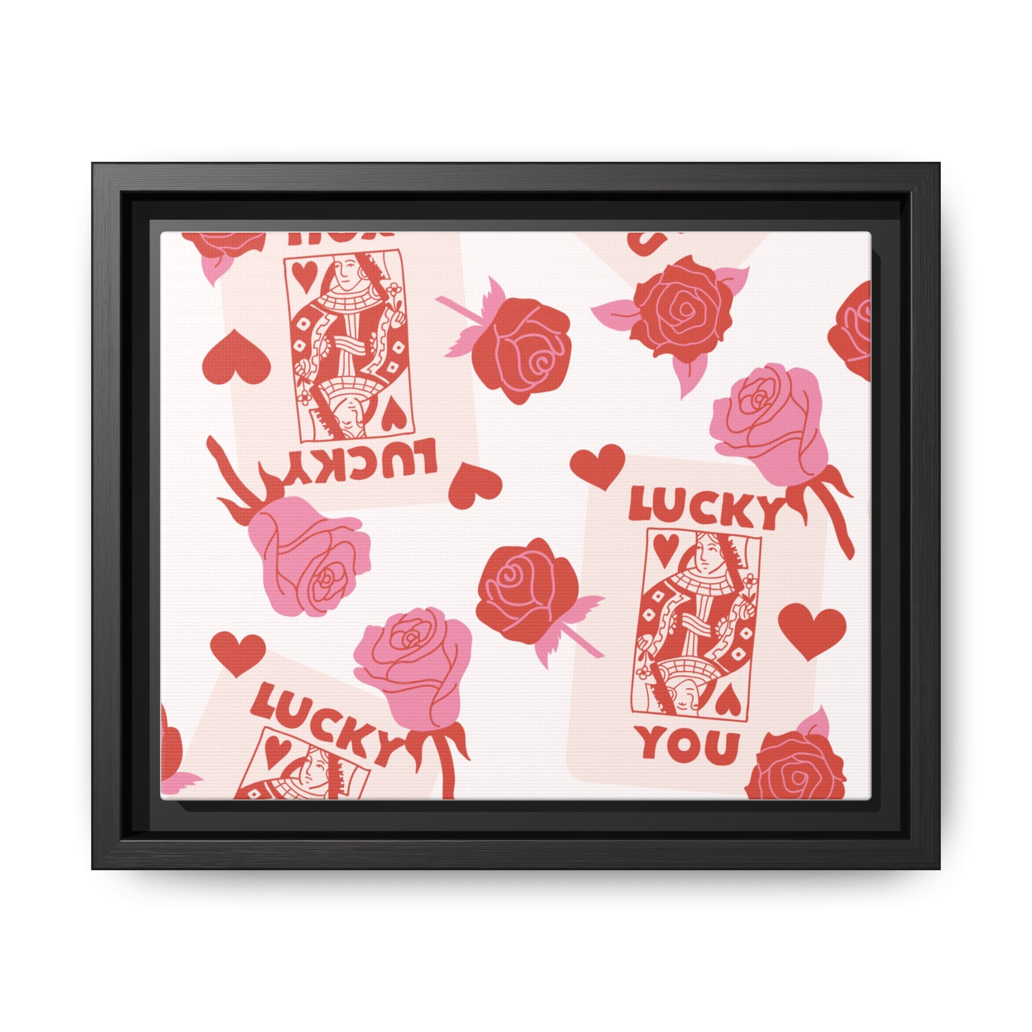 Lucky You Rose Pattern Framed Canvas