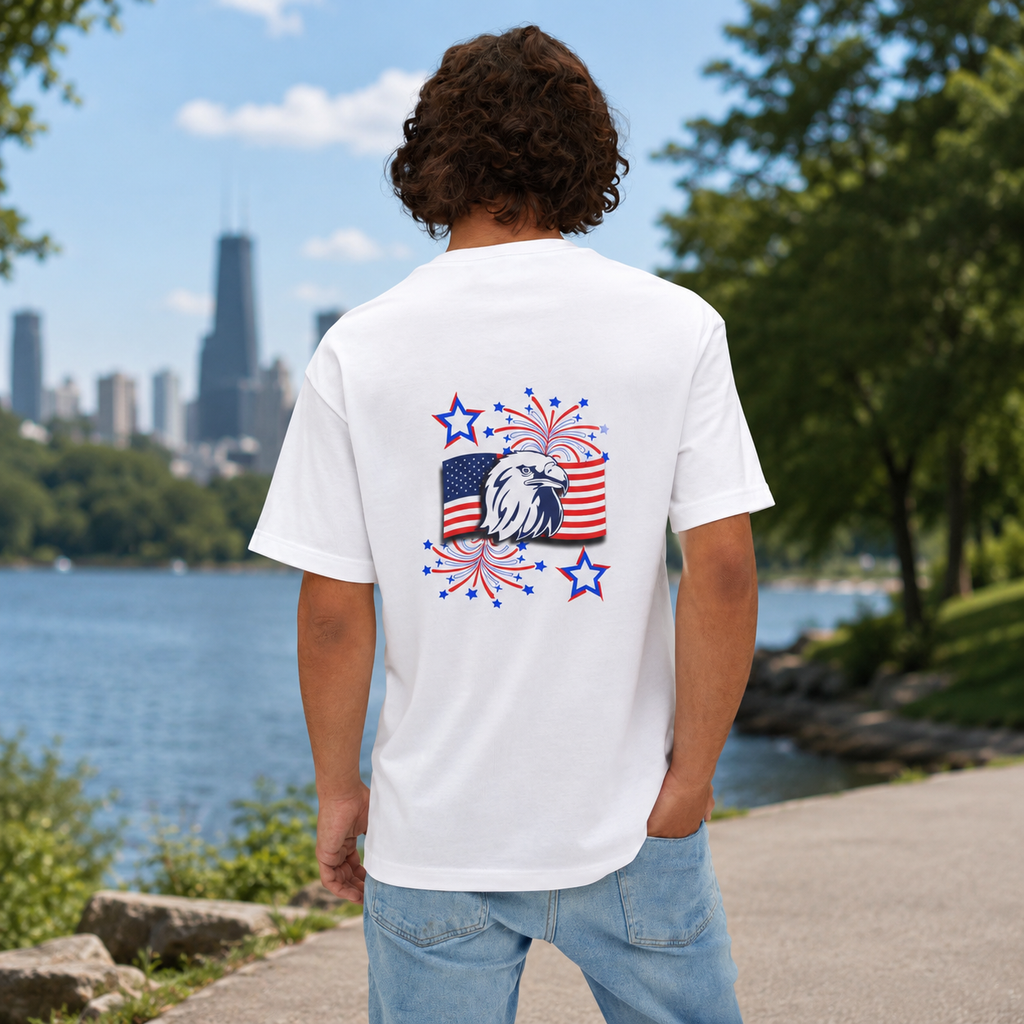 Patriotic Eagle Tee — USA Freedom Flag Fireworks Shirt