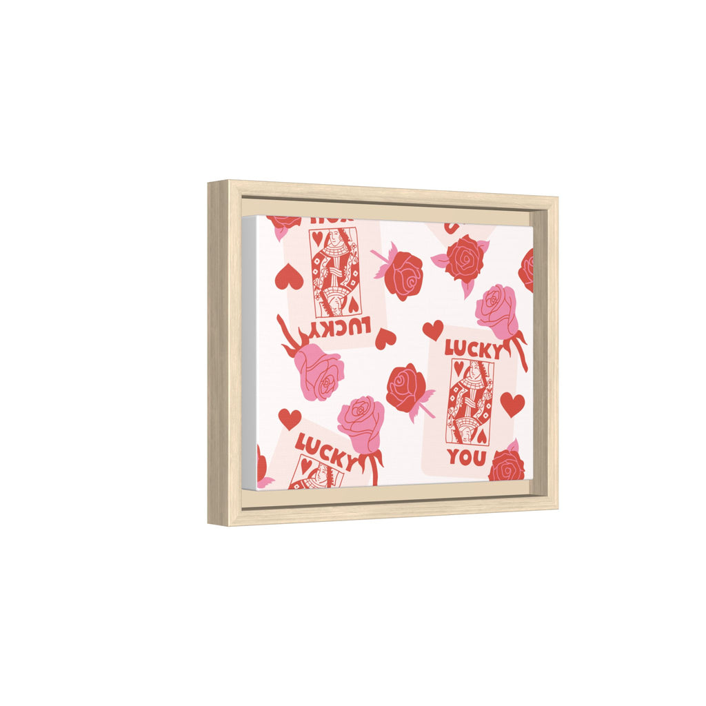 Lucky You Rose Pattern Framed Canvas