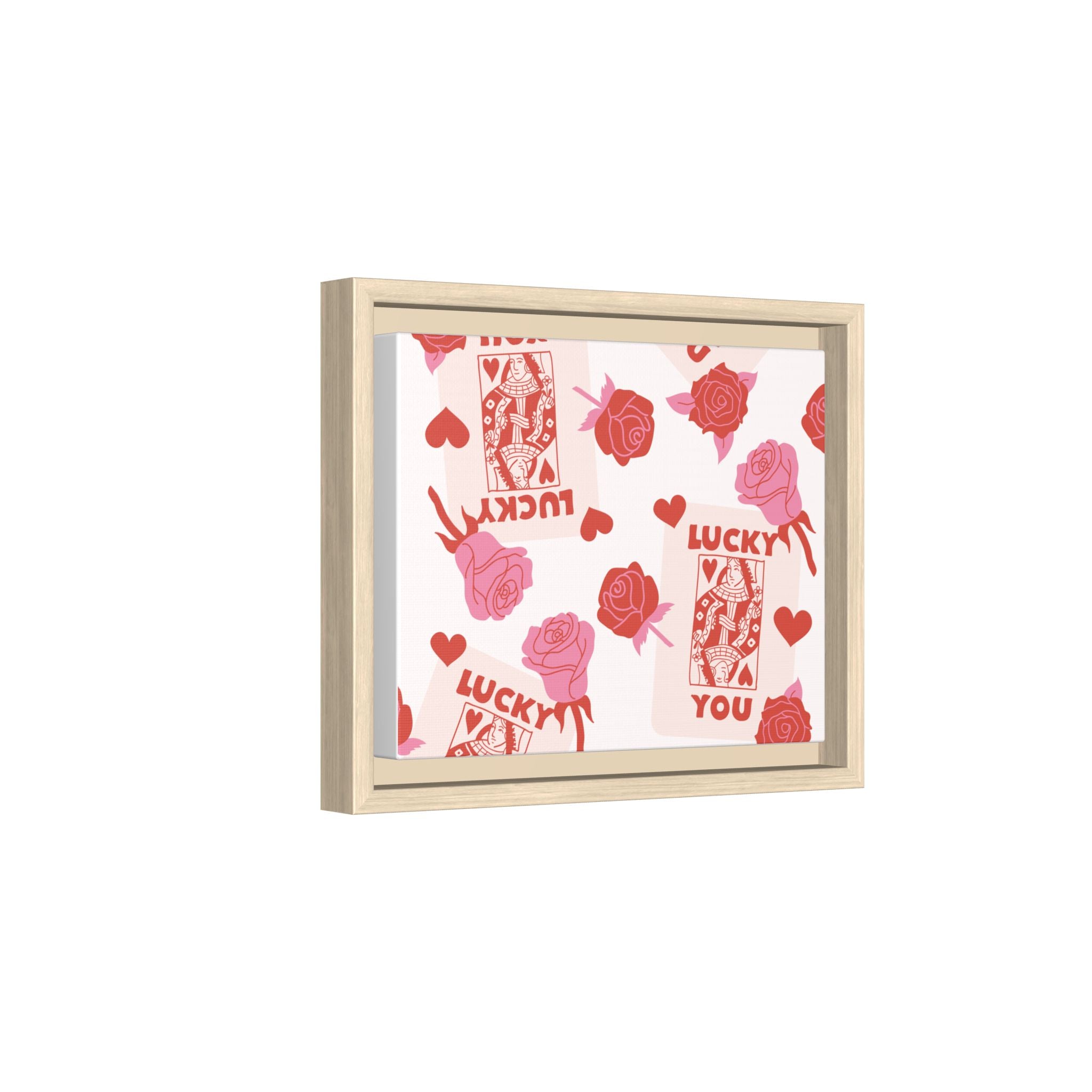 Lucky You Rose Pattern Framed Canvas