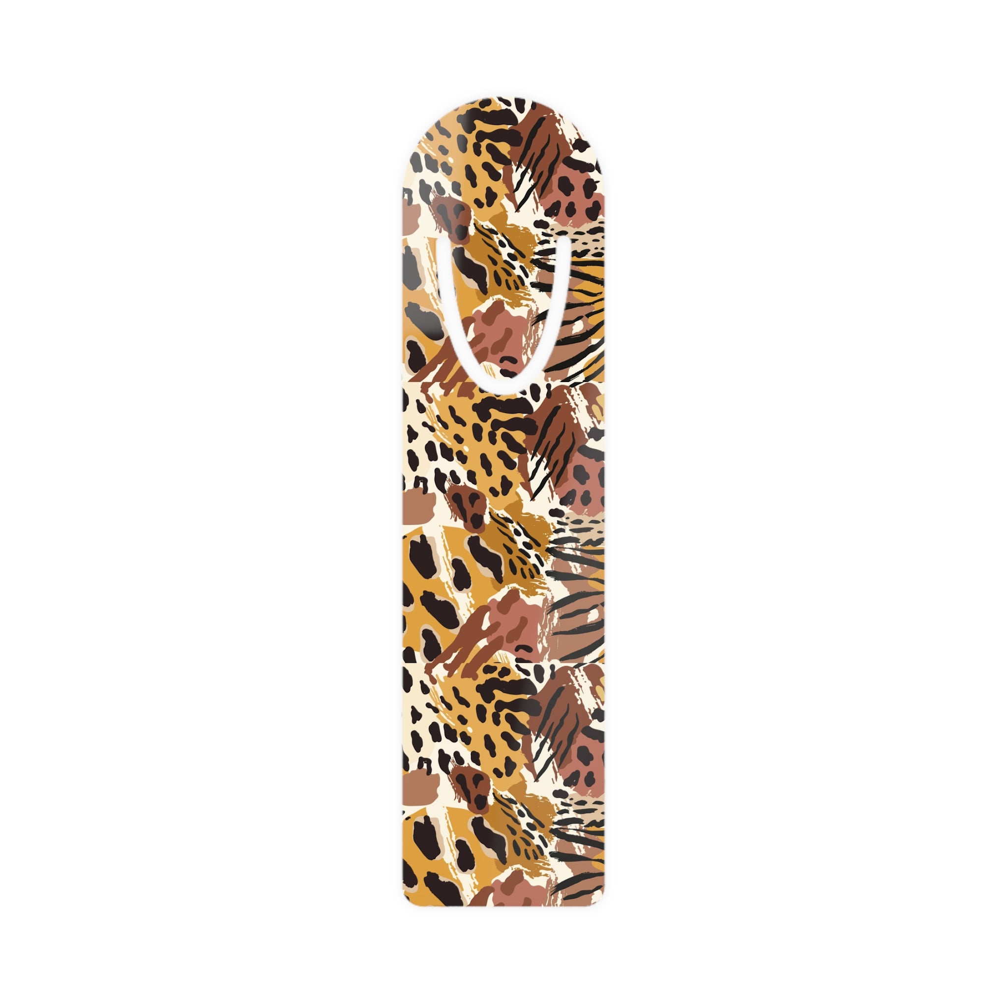 Leopard Print Metal Bookmark — Floral Animal Pattern Page Marker