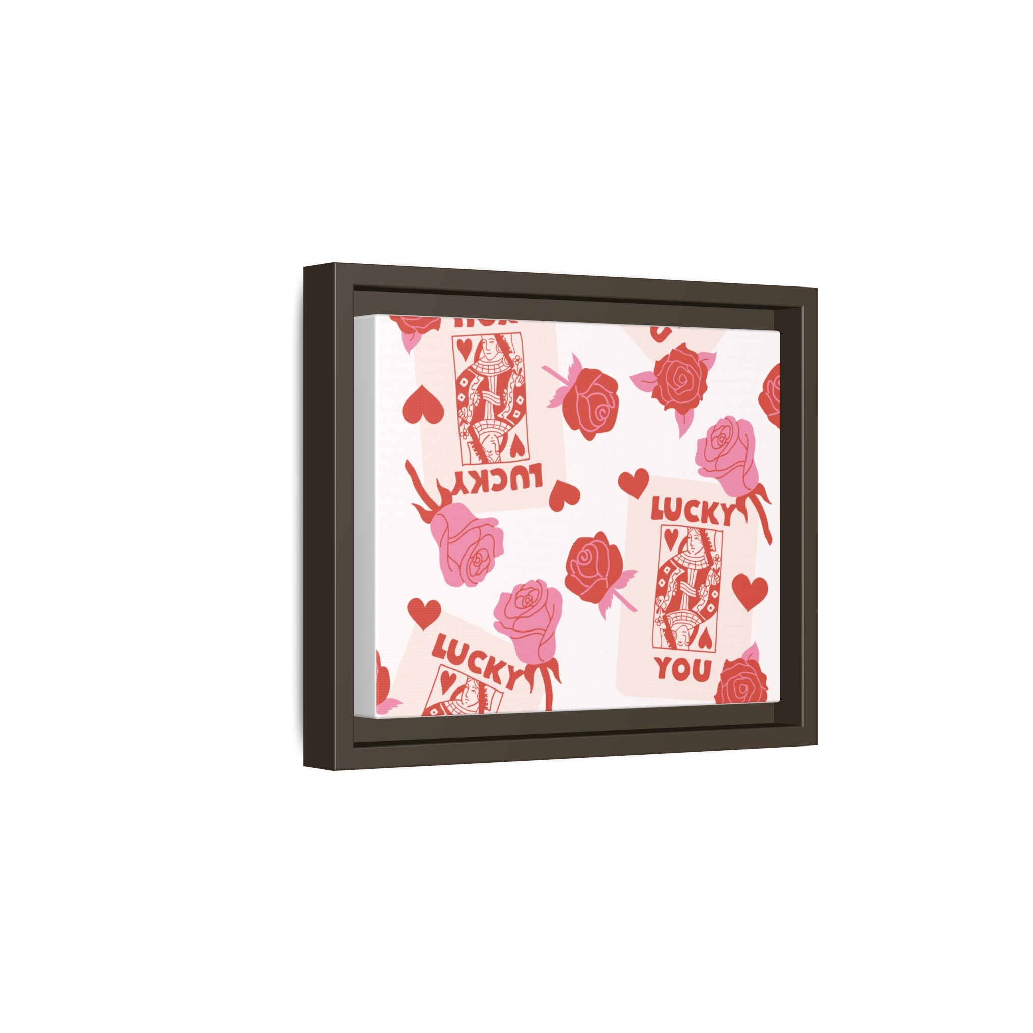 Lucky You Rose Pattern Framed Canvas