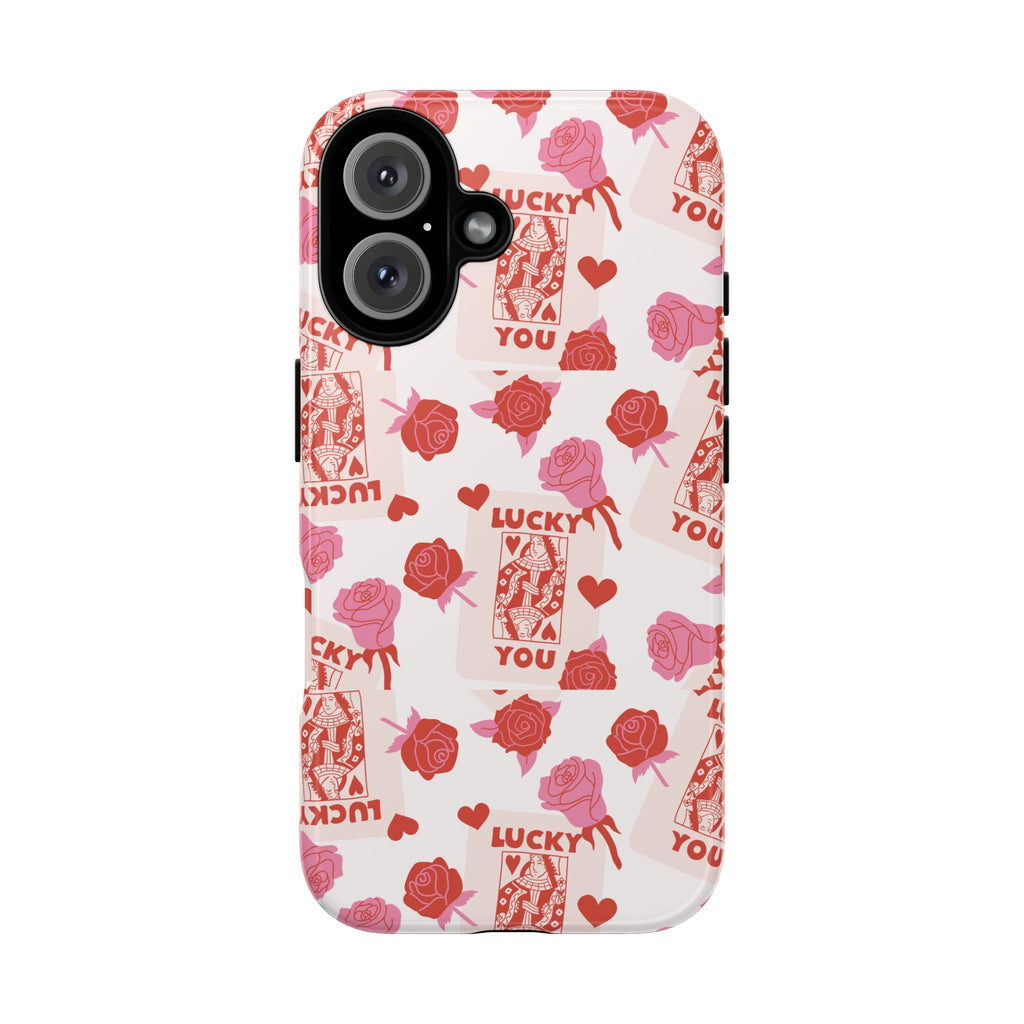 Valentine 'Lucky You' Rose Pattern Tough Phone Case