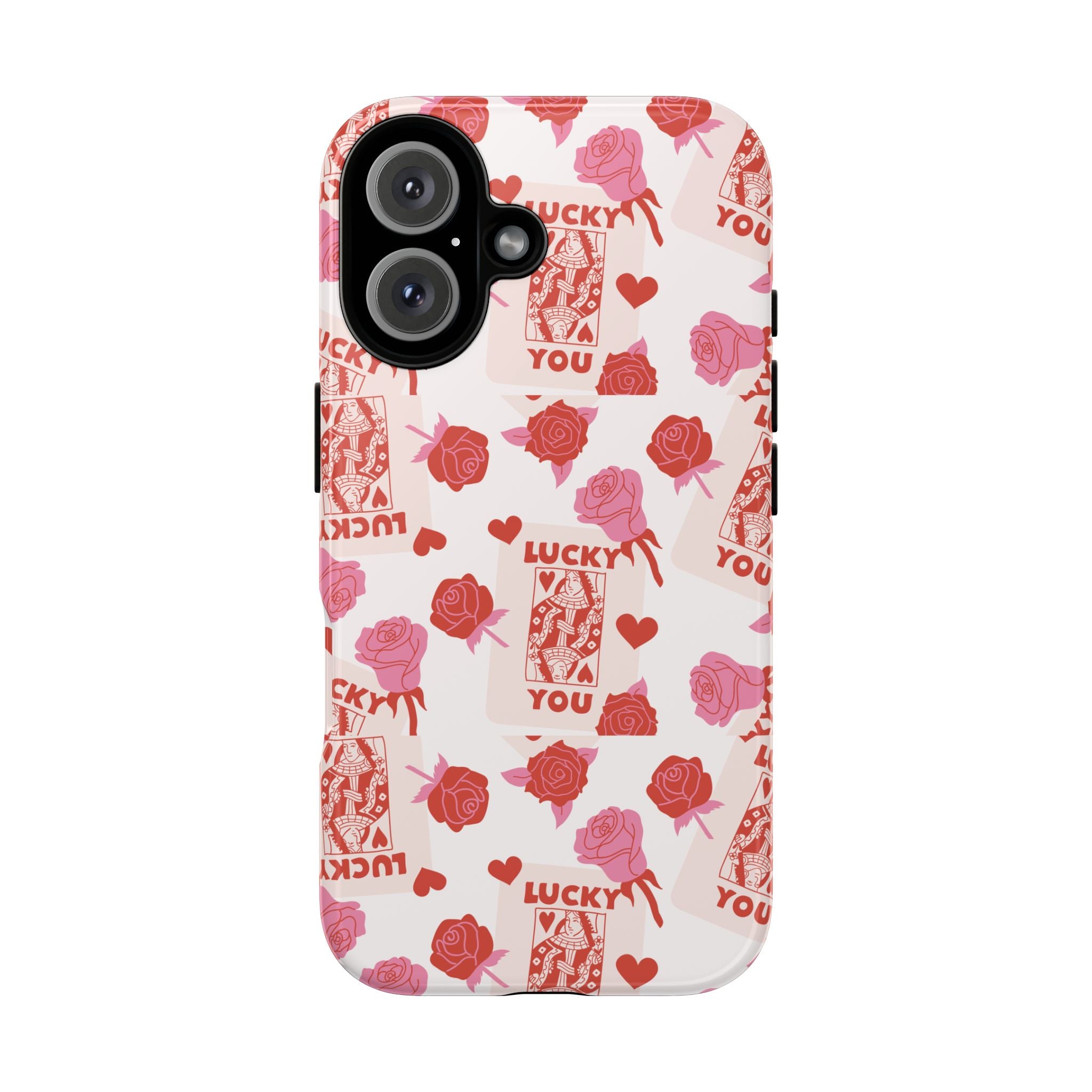 Valentine 'Lucky You' Rose Pattern Tough Phone Case