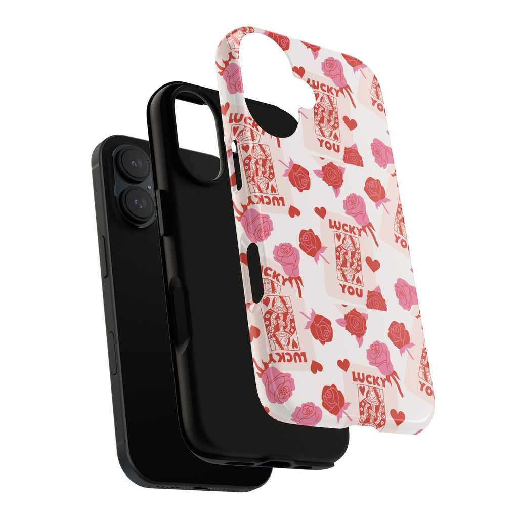Valentine 'Lucky You' Rose Pattern Tough Phone Case