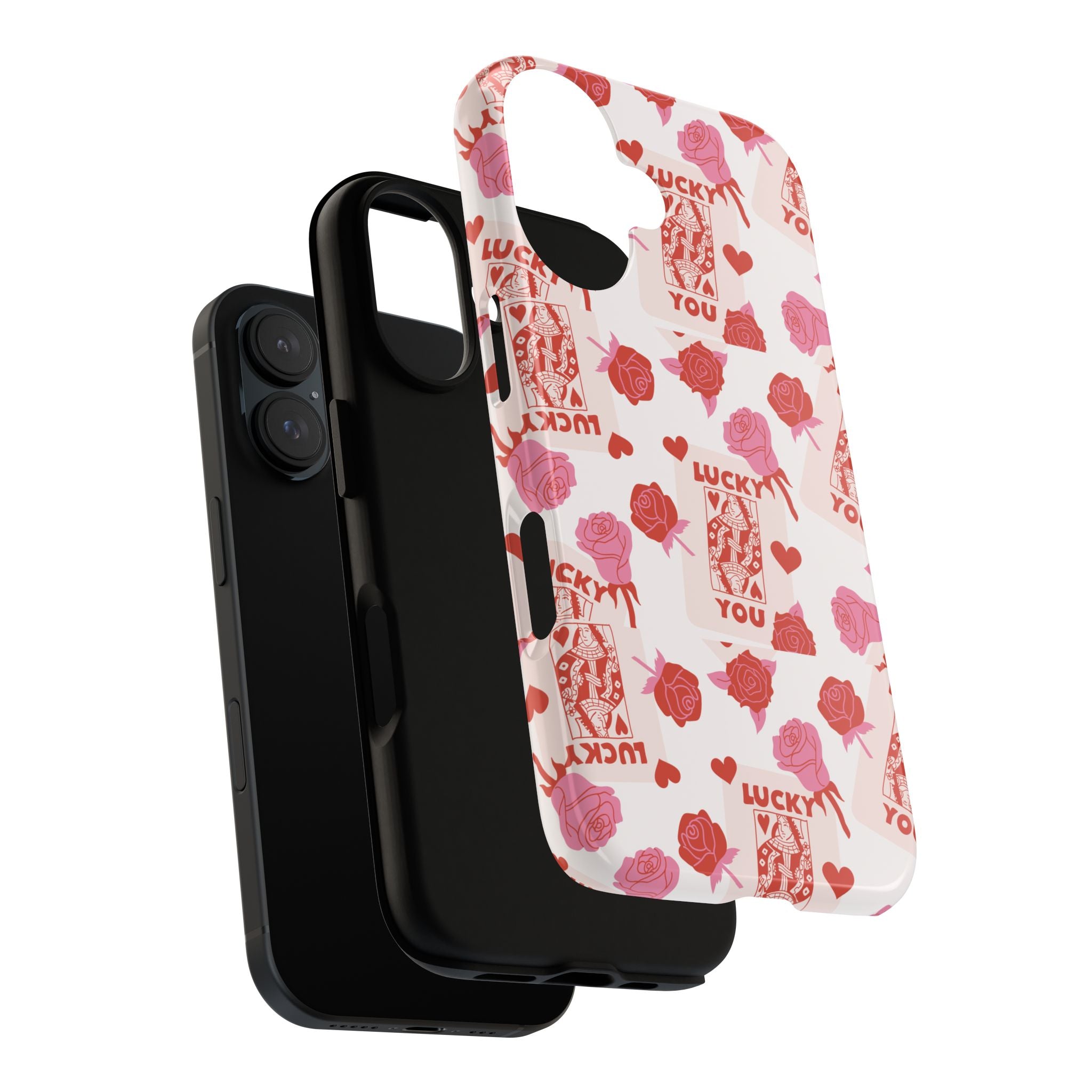 Valentine 'Lucky You' Rose Pattern Tough Phone Case