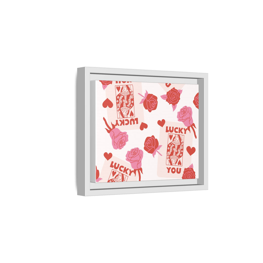 Lucky You Rose Pattern Framed Canvas