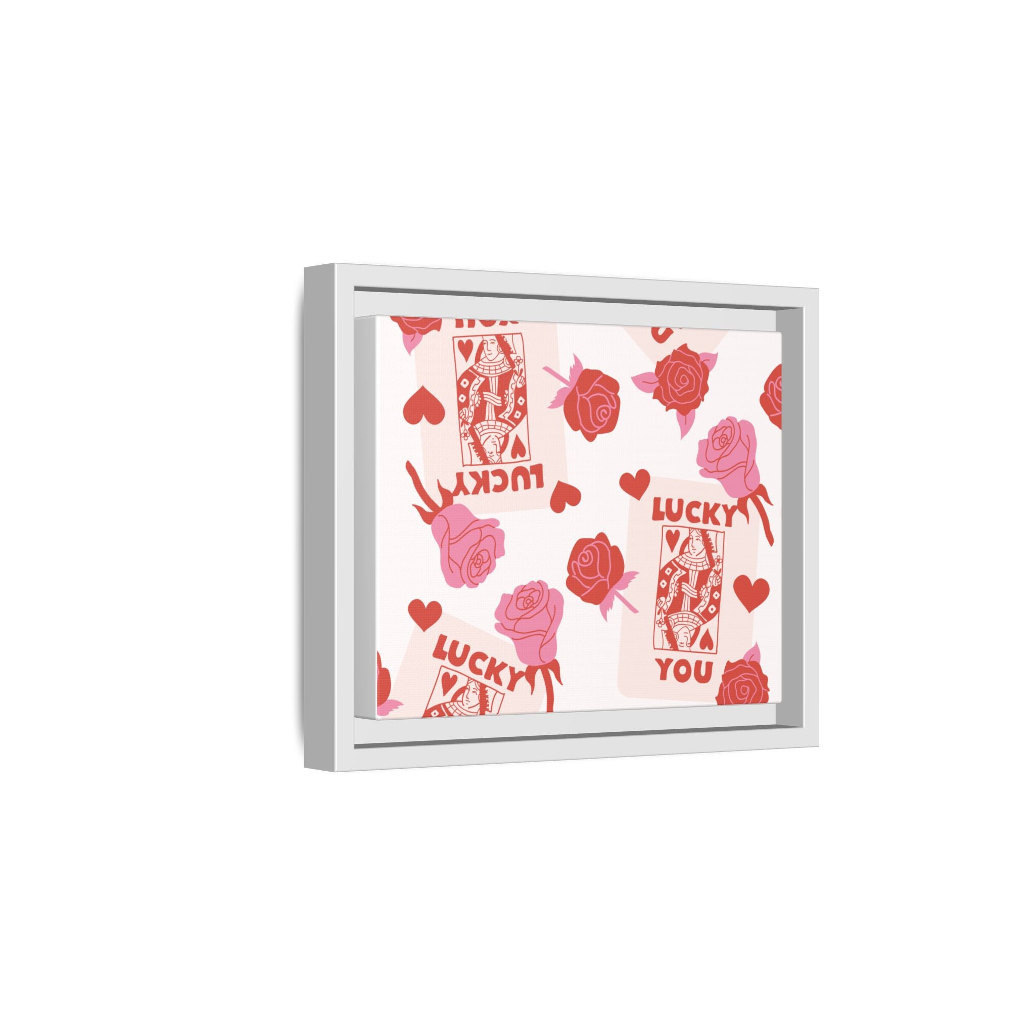 Lucky You Rose Pattern Framed Canvas