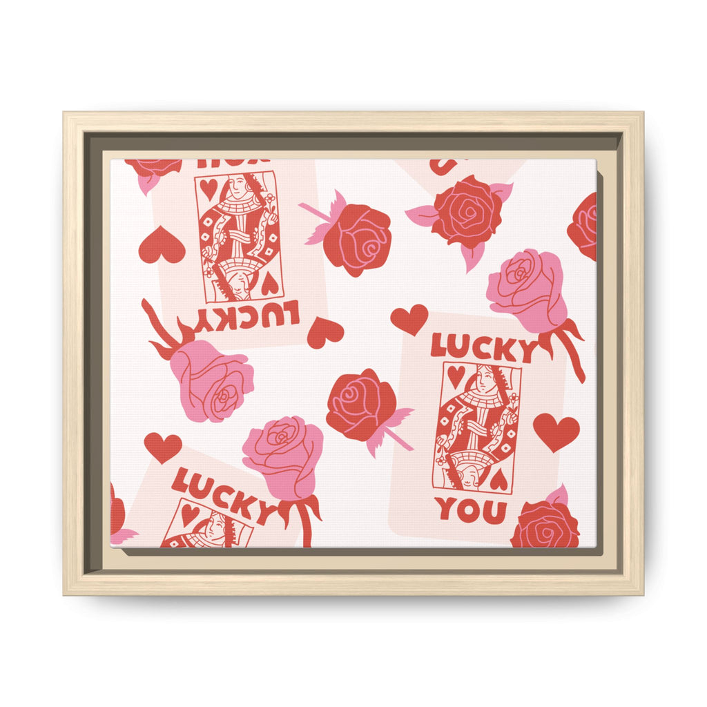 Lucky You Rose Pattern Framed Canvas